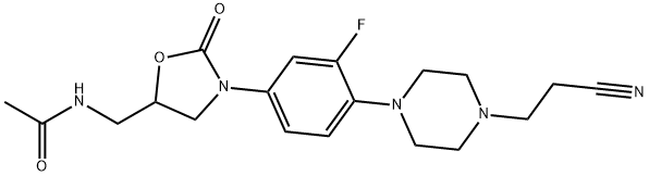 N-[[3-[4-[4-(2-Cyanoethyl)-1-piperazinyl]-3-fluorophenyl]-2-oxo-5-oxazolidinyl]methyl]acetamide Struktur