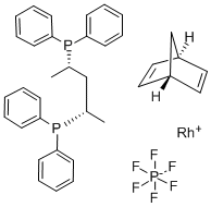 (2S,4S)-(-)-2,4-BIS(DIPHENYLPHOSPHINO)PENTANE(NORBORNADIENE)RHODIUM(I)HEXAFLUOROPHOSPHATE Struktur