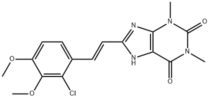 1H-Purine-2,6-dione, 3,7-dihydro-8-(2-(2-chloro-3,4-dimethoxyphenyl)et henyl)-1,3-dimethyl-, (E)- Struktur