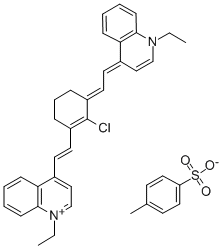 4-[(E)-2-(2-CHLORO-3-((E)-2-[1-ETHYL-4(1H)-QUINOLINYLIDENE]ETHYLIDENE)-1-CYCLOHEXEN-1-YL)ETHENYL]-1-ETHYLQUINOLINIUM 4-METHYLBENZENESULFONATE Struktur