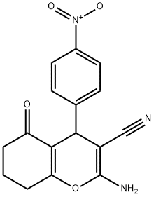 2-amino-4-(4-nitrophenyl)-5-oxo-5,6,7,8-tetrahydro-4H-chromene-3-carbonitrile Struktur