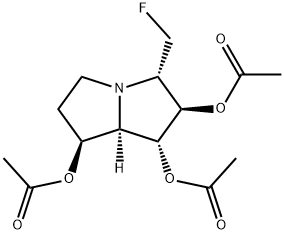 1H-Pyrrolizine-1,2,7-triol, 3-(fluoromethyl)hexahydro-, triacetate (ester), 1R-(1.alpha.,2.beta.,3.alpha.,7.beta.,7a.alpha.)- Struktur