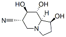 6-Indolizinecarbonitrile, octahydro-1,7,8-trihydroxy-, 1S-(1.alpha.,6.beta.,7.alpha.,8.beta.,8a.beta.)- Struktur