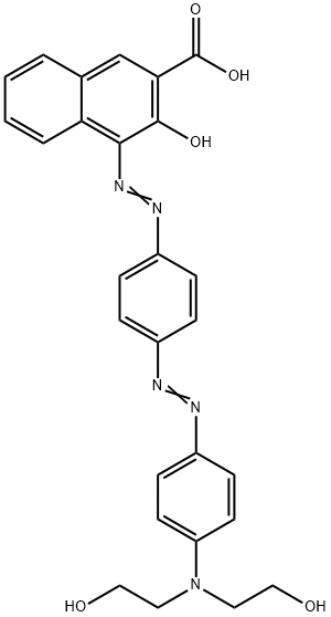 4-[[4-[[4-[bis(2-hydroxyethyl)amino]phenyl]azo]phenyl]azo]-3-hydroxy-2-naphthoic acid Struktur