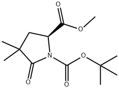 Methyl (2S)-1-(tert-butoxycarbonyl)-4,4-dimethylpyroglutamate Struktur