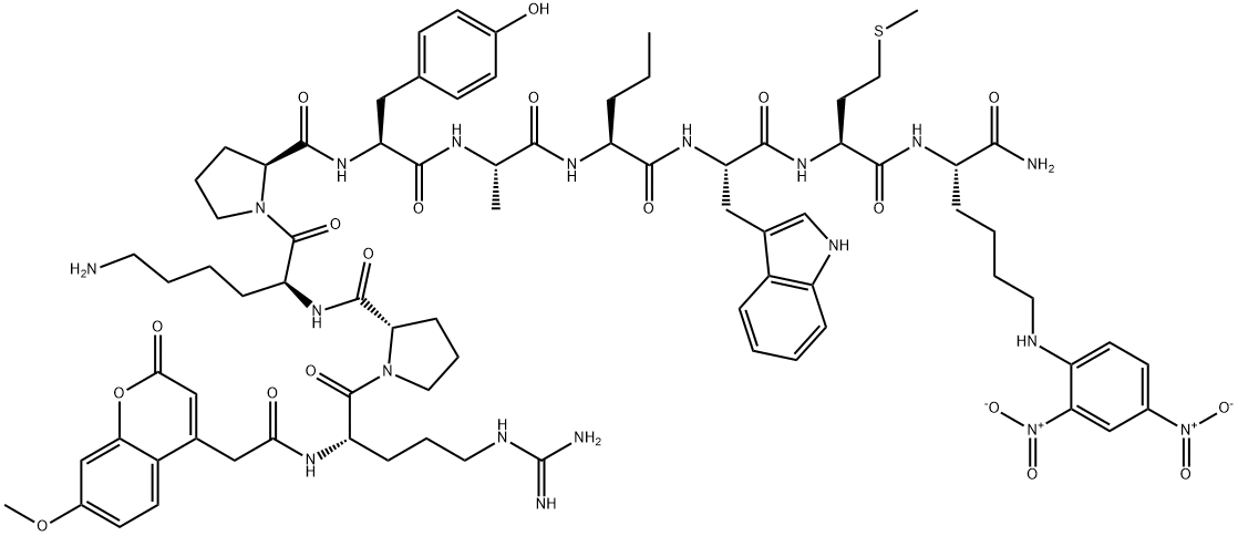 MCA-ARG-PRO-LYS-PRO-TYR-ALA-NVA-TRP-MET-LYS(DNP)-NH2 Struktur