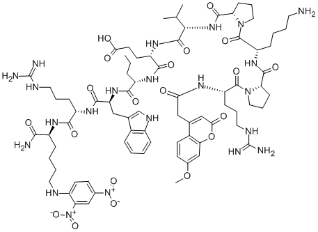 MCA-ARG-PRO-LYS-PRO-TYR-ALA-NVA-TRP-MET-LYS(DNP)-NH2 Structure