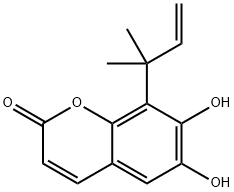 8-(1,1-Dimethyl-2-propenyl)-6,7-dihydroxy-2H-1-benzopyran-2-one Struktur