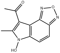 1-(6-HYDROXY-7-METHYL-6H-[1,2,5]OXADIAZOLO[3,4-E]INDOL-8-YL)ETHAN-1-ONE Struktur