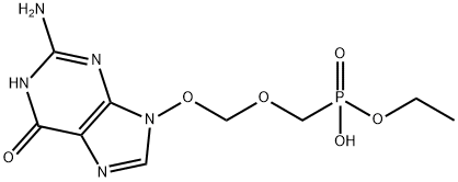 9-(((ethoxyhydroxyphosphinyl)methoxy)methoxy)guanine Struktur