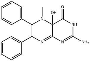 2,4a,5,6,7,8-Hexahydro-4a-hydroxy-2-imino-5-methyl-6,7-diphenylpteridin-4(3H)-one Struktur