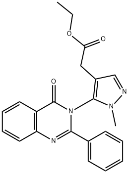 ethyl 2-[1-methyl-5-(4-oxo-2-phenyl-quinazolin-3-yl)pyrazol-4-yl]aceta te Struktur