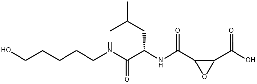 3-[[1-(5-hydroxypentylcarbamoyl)-3-methyl-butyl]carbamoyl]oxirane-2-ca rboxylic acid Struktur