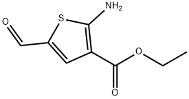 3-Thiophenecarboxylicacid,2-amino-5-formyl-,ethylester(9CI) Struktur