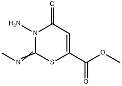 3-Amino-3,4-dihydro-2-(methylimino)-4-oxo-2H-1,3-thiazine-6-carboxylic acid methyl ester Struktur