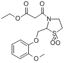 3-Thiazolidinepropanoic acid, 2-((2-methoxyphenoxy)methyl)-beta-oxo-,  ethyl ester, 1,1-dioxide Struktur