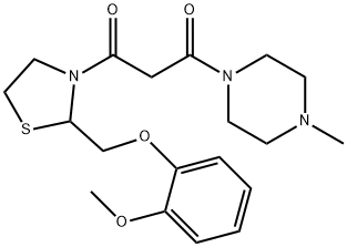 1-[2-[(2-methoxyphenoxy)methyl]thiazolidin-3-yl]-3-(4-methylpiperazin- 1-yl)propane-1,3-dione Struktur