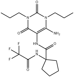 Cyclopentanecarboxamide,  N-(6-amino-1,2,3,4-tetrahydro-2,4-dioxo-1,3-dipropyl-5-pyrimidinyl)-1-[(trifluoroacetyl)amino]-  (9CI) Struktur