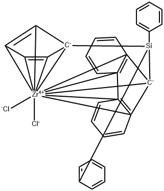 Diphenylsilyl(cyclopentadienyl)(9-fluorenyl)zirconium dichloride Struktur