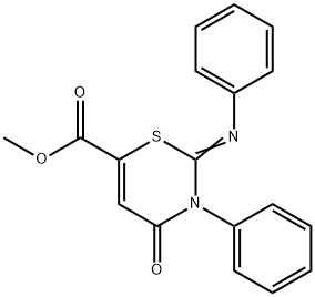 3,4-Dihydro-4-oxo-3-phenyl-2-phenylimino-2H-1,3-thiazine-6-carboxylic acid methyl ester Struktur