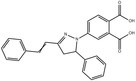 4-[5-PHENYL-3-(2-PHENYLVINYL)-4,5-DIHYDRO-1H-PYRAZOL-1-YL]PHTHALIC ACID Struktur