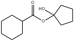 Cyclohexanecarboxylic acid 1-hydroxycyclopentyl ester Struktur