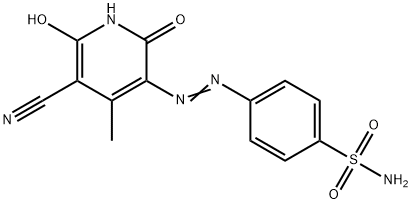 p-[(5-cyano-2,6-dihydroxy-4-methyl-3-pyridyl)azo]benzenesulphonamide  Struktur