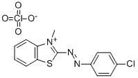 2-((p-Chlorophenyl)azo)-3-methylbenzothiazoliumperchlorate Struktur