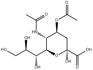 (2S,4S,5R,6R)-5-acetamido-4-acetyloxy-2-hydroxy-6-[(1R,2R)-1,2,3-trihydroxypropyl]oxane-2-carboxylic acid Struktur