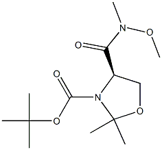 (R)-3-BOC-4-(メトキシメチルカルバモイル)-2,2-ジメチルオキサゾリジン 化學構造式