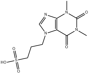 1,2,3,6-tetrahydro-1,3-dimethyl-2,6-dioxo-7H-purine-7-propanesulphonic acid  Struktur