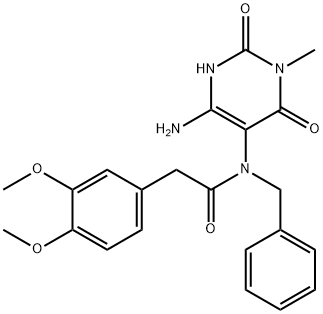 Benzeneacetamide,  N-(4-amino-1,2,3,6-tetrahydro-1-methyl-2,6-dioxo-5-pyrimidinyl)-3,4-dimethoxy-N-(phenylmethyl)- Struktur