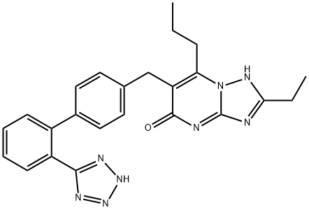 8-ethyl-2-propyl-3-[[4-[2-(2H-tetrazol-5-yl)phenyl]phenyl]methyl]-1,5, 7,9-tetrazabicyclo[4.3.0]nona-2,5,7-trien-4-one Struktur