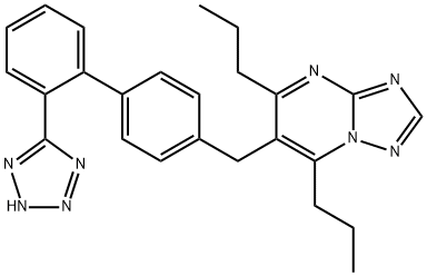 s-triazolo(1,5-a)pyrimidine, 5,7-dipropyl-6-((2'-(1H-tetrazol-5-yl)(1,1'-biphenyl)-4-yl)methyl)- Struktur