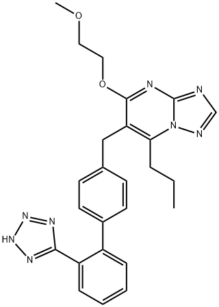 4-(2-methoxyethoxy)-2-propyl-3-[[4-[2-(2H-tetrazol-5-yl)phenyl]phenyl] methyl]-1,5,7,9-tetrazabicyclo[4.3.0]nona-2,4,6,8-tetraene Struktur