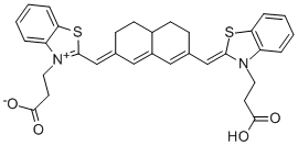 3-(2-([7-([3-(3-HYDROXY-3-OXOPROPYL)-1,3-BENZOTHIAZOL-2(3H)-YLIDENE]METHYL)-4,4A,5,6-TETRAHYDRO-2(3H)-NAPHTHALENYLIDENE]METHYL)-1,3-BENZOTHIAZOL-3-IUM-3-YL)PROPANOATE Struktur