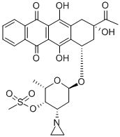 (7S,9S)-9-acetyl-7-[(2S,4S,5S,6S)-4-aziridin-1-yl-6-methyl-5-methylsulfonyloxy-oxan-2-yl]oxy-6,9,11-trihydroxy-8,10-dihydro-7H-tetracene-5,12-dione Struktur