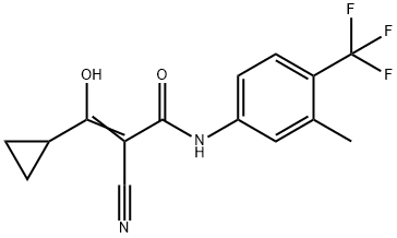 2-cyano-3-cyclopropyl-3-hydroxy-N-(3'-methyl-4'-(trifluoromethyl)phenyl)propenamide Struktur