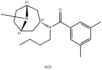 N-butyl-3,5-dimethyl-N-(8-methyl-8-azabicyclo[3.2.1]oct-3-yl)benzamide hydrochloride Struktur