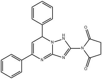 1-(2,4-diphenyl-1,5,7,9-tetrazabicyclo[4.3.0]nona-3,5,7-trien-8-yl)pyr rolidine-2,5-dione Struktur