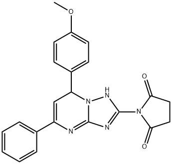 1-[2-(4-methoxyphenyl)-4-phenyl-1,5,7,9-tetrazabicyclo[4.3.0]nona-3,5, 7-trien-8-yl]pyrrolidine-2,5-dione Struktur