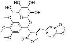 (3S,4R)-4-(benzo[1,3]dioxol-5-ylmethyl)-3-[(S)-[(2R,3R,4S,5R,6R)-3,4,5 -trihydroxy-6-(hydroxymethyl)oxan-2-yl]oxy-(3,4,5-trimethoxyphenyl)met hyl]oxolan-2-one Struktur