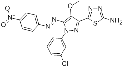 5-(1-(3-Chlorophenyl)-4-methoxy-5-(4-nitrophenylazo)-1H-pyrazol-3-yl)- 1,3,4-thiadiazol-2-amine Struktur