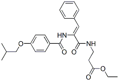 ethyl 3-[[(Z)-2-[[4-(2-methylpropoxy)benzoyl]amino]-3-phenyl-prop-2-en oyl]amino]propanoate Struktur