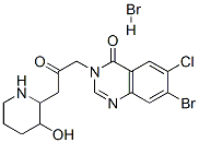 7-bromo-6-chloro-3-[3-(3-hydroxy-2-piperidyl)-2-oxopropyl]quinazolin-4(3H)-one monohydrobromide Struktur