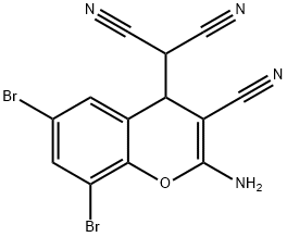 2-(2-AMINO-6,8-DIBROMO-3-CYANO-4H-CHROMEN-4-YL)MALONONITRILE Struktur