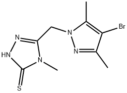 5-(4-BROMO-3,5-DIMETHYLPYRAZOL-1-YLMETHYL)-4-METHYL-1,2,4-TRIAZOLE-3-THIOL Struktur