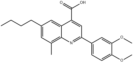 6-N-BUTYL-2-(3,4-DIMETHOXYPHENYL)-8-METHYLQUINOLINE-4-CARBOXYLIC ACID Struktur