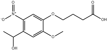 4-[4-(1-Hydroxyethyl)-2-Methoxy-5-nitrophenoxy]butanoic Acid Struktur