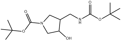 4-BOC-AMINOMETHYL-3-HYDROXY-1-N-BOC-PYRROLIDINE
 Struktur